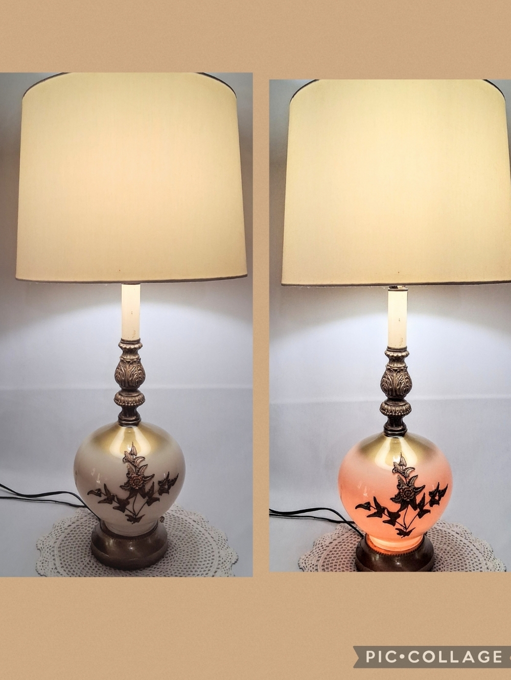 Mid Century Carl Falkenstein Original Blown Glass Lamp, Brass & Bronze